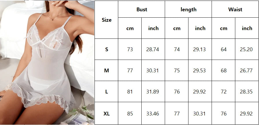 Sexy Lingerie Women Lace Underwear French Maid Nurse Cosplay Babydoll Sleepwear