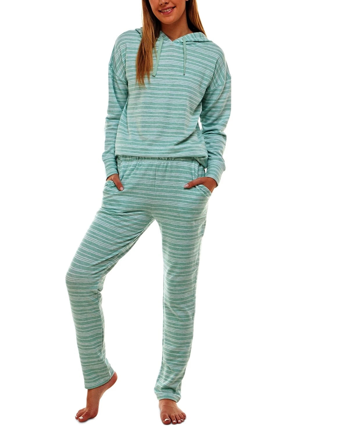 Roudelain Drop Shoulder Hoodie and Slim Leg Pant Lounge Set (Orig $58.00)