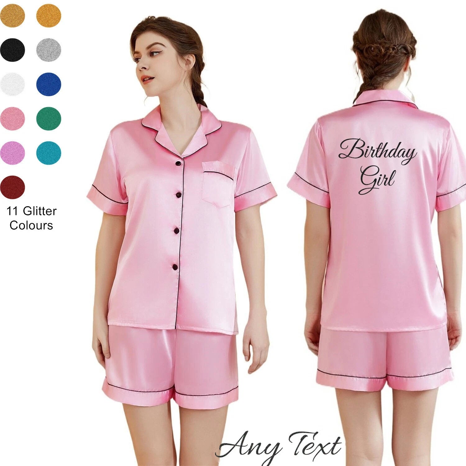 UK Personalized Womens Pyjamas Pjs Shorts Set Wedding Bridesmaid Birthday Party