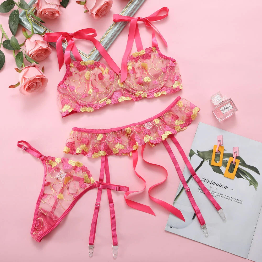 Women Sexy-Lingerie Lace Babydoll Bra G-string Sleepwear Underwear Nightwear US