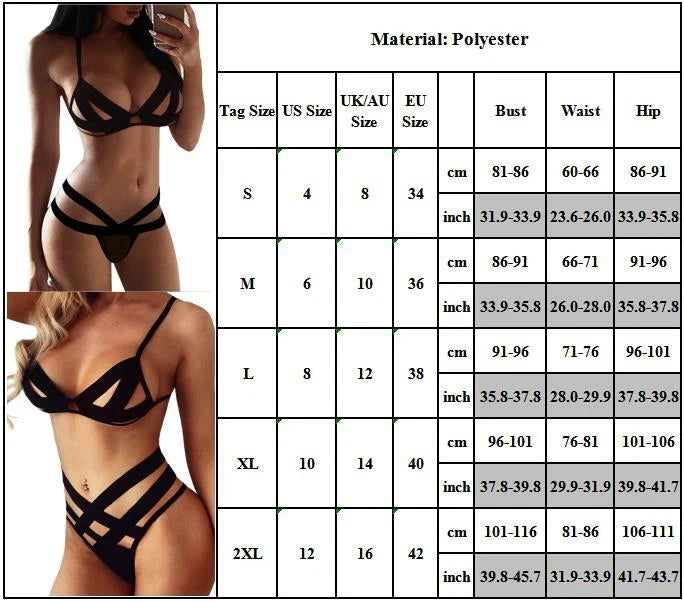 Womens Sexy Lingerie Strappy Hollow Out Top Bra Thong Set Underwear Nightwear