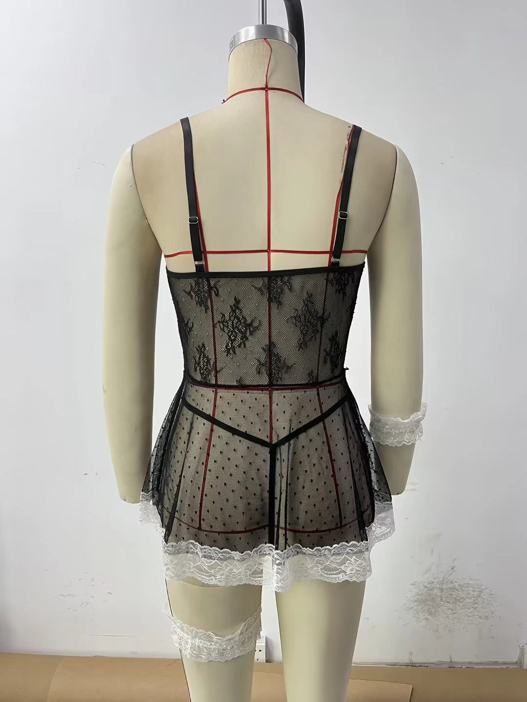 Sexy Adults French Maid Role-Play Lingerie Lace Costume Dress Babydoll Nightwear