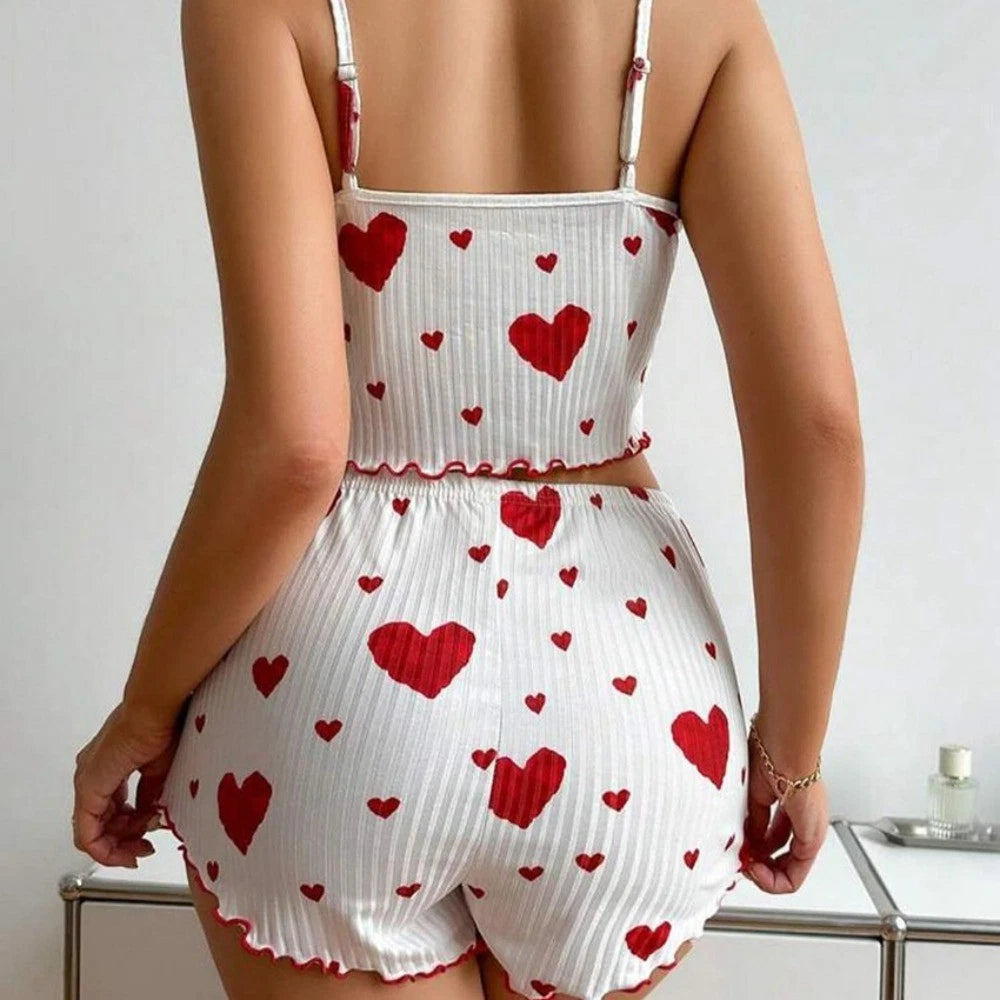 Knitted Tank Tops And Shorts Casual Summer Sleepwear Girls-