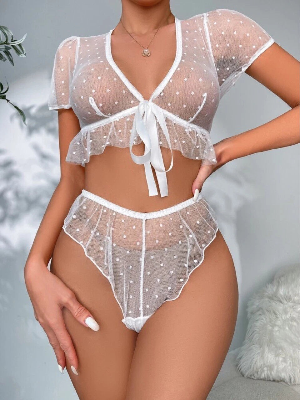 Sexy Lingerie Women's Lace Babydoll Dress See-Thru Sleepwear Nightwear G-string