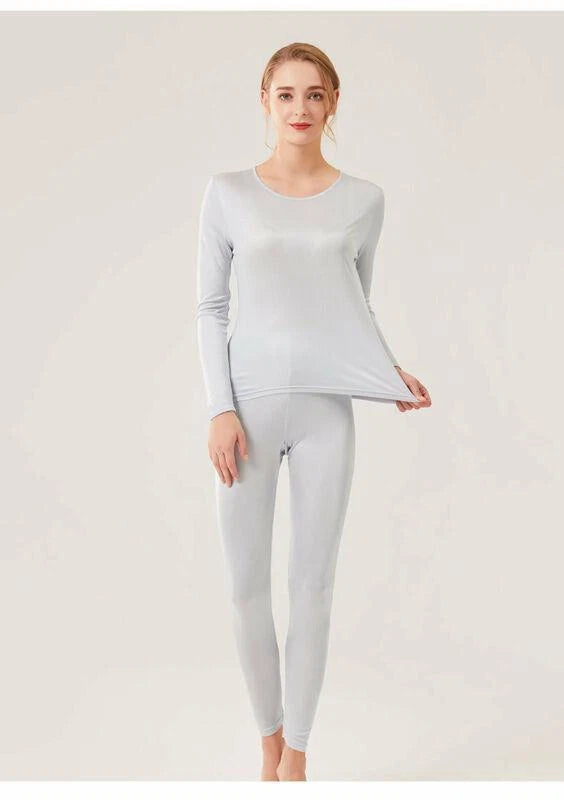 New Women's Silk Thermal Underwear Set Silk Long Johns Top & Bottom TG3S48