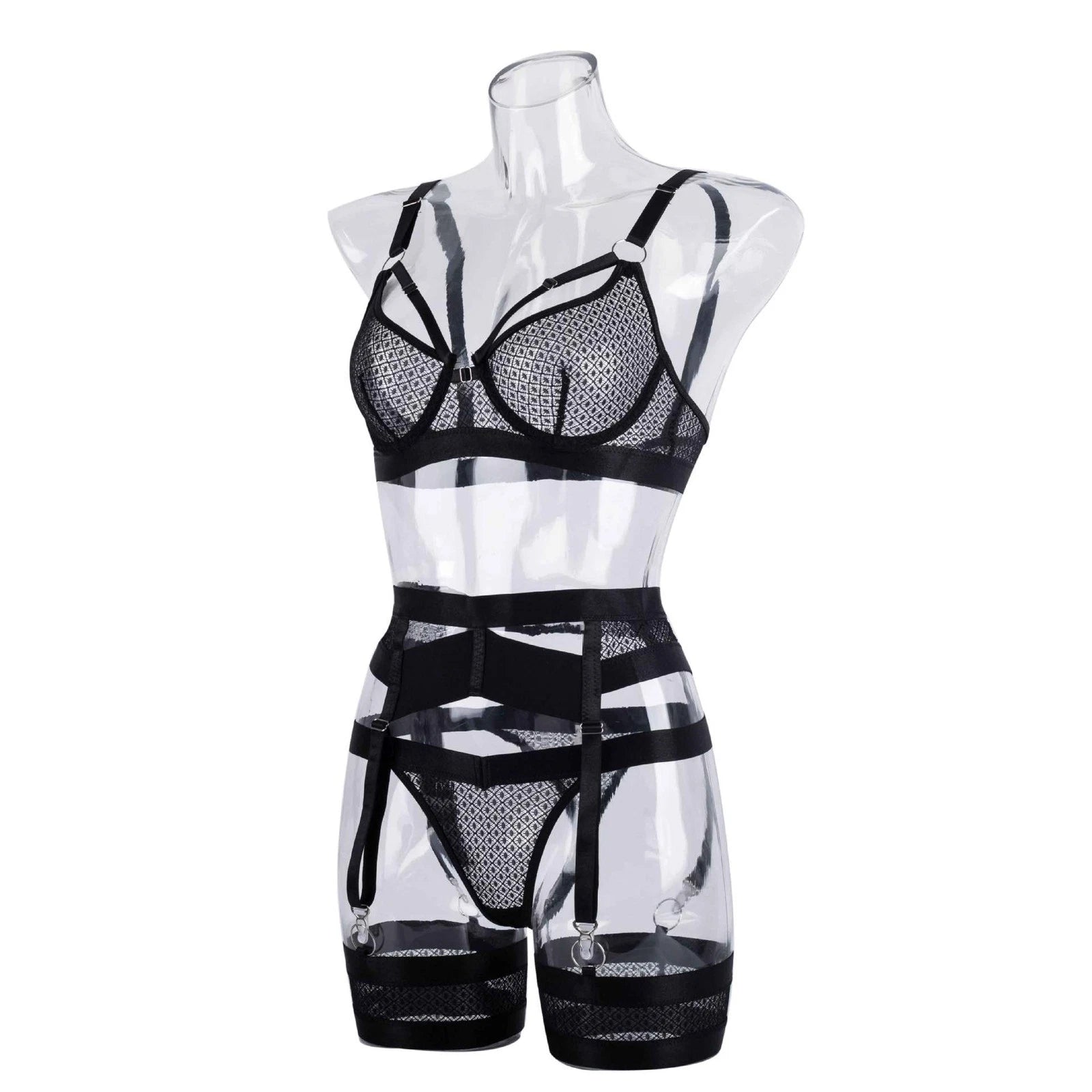 Sexy Underwear Babydoll Set Lingerie Nightwear Suspender Bra Thong Erotic Womens
