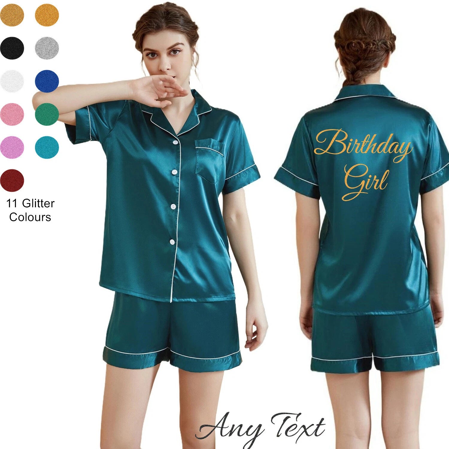 UK Personalized Womens Pyjamas Pjs Shorts Set Wedding Bridesmaid Birthday Party