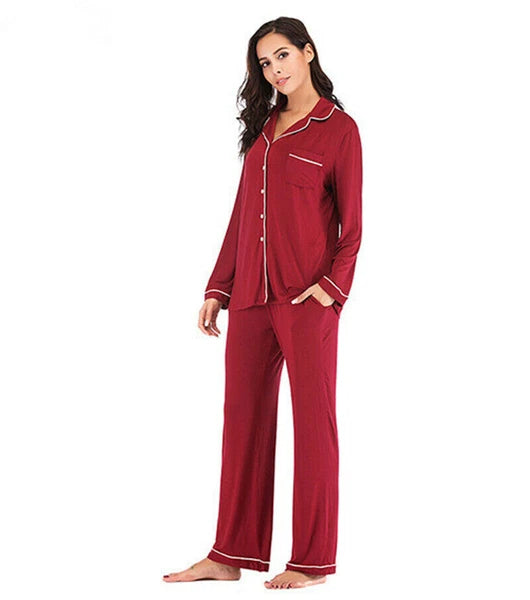 Pajamas Women's Long Sleeve Sleepwear Soft Pj Set