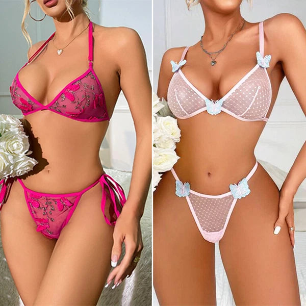 Women Sexy-Lingerie Lace Babydoll Bra G-string Sleepwear Underwear Nightwear US