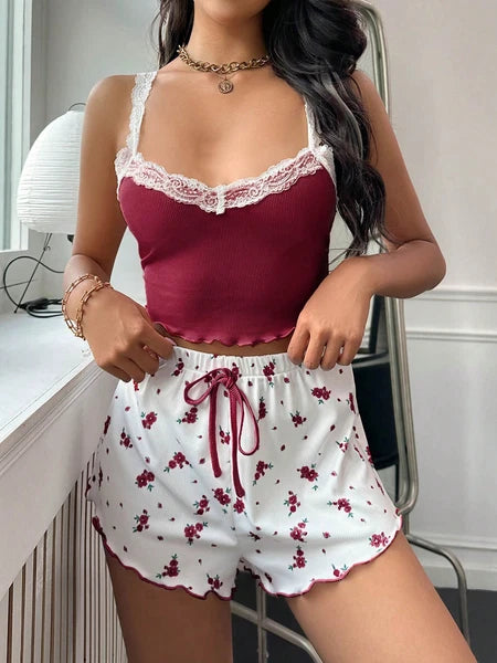 Women's Sexy Sleepwear Lace Pajamas Set Shorts Nightwear Camisole Short Sets US