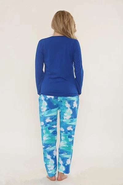 Ladies Pyjama 2PC Set Soft Jersey Printed PJ Nightwear Top Bottoms Long Sleeve