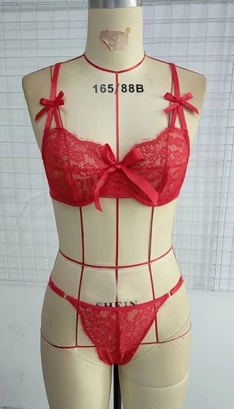 Women Sexy-Lingerie Lace Babydoll Bra G-string Sleepwear Underwear Nightwear US