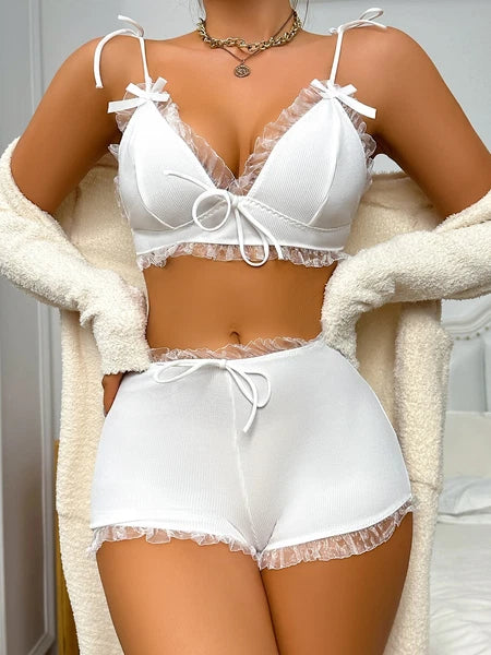 Sexy Lingerie Women Lace Hot Pants Babydoll Nightdress Nightgown Sleepwear Set