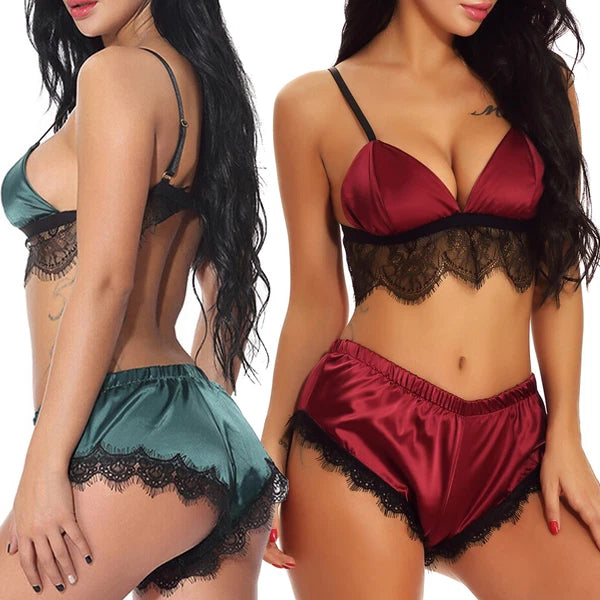 Sexy Lingerie Women Lace Hot Pants Babydoll Nightdress Nightgown Sleepwear Set