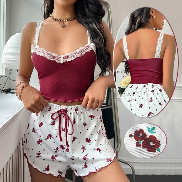 Women's Sexy Sleepwear Lace Pajamas Set Shorts Nightwear Camisole Short Sets US