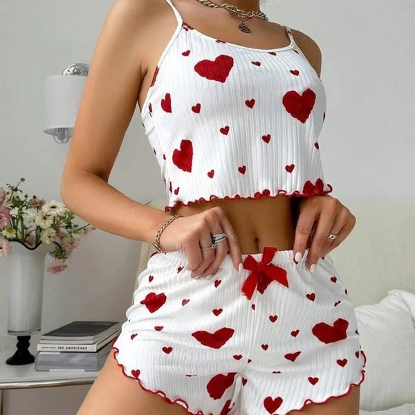 Knitted Tank Tops And Shorts Casual Summer Sleepwear Girls-