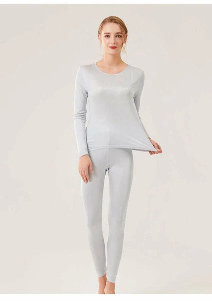 New Women's Silk Thermal Underwear Set Silk Long Johns Top & Bottom TG3S48