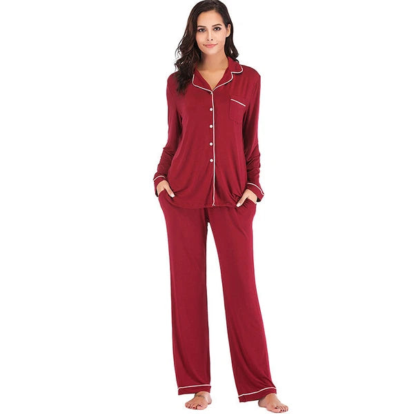 Pajamas Women's Long Sleeve Sleepwear Soft Pj Set