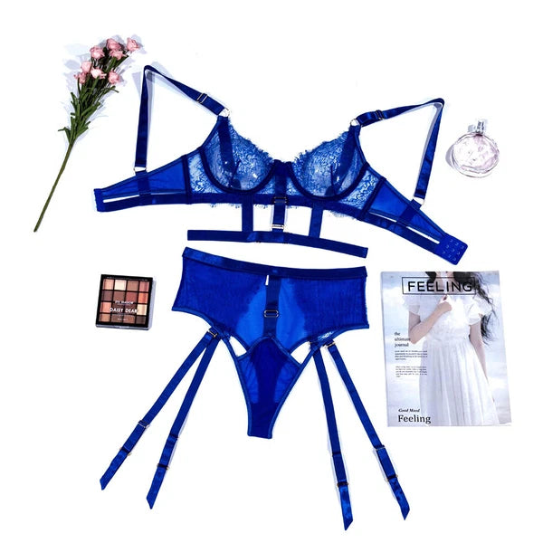 Women's Sexy Lingerie Lace Bra Set Garter Babydoll Nightwear Sleepwear Underwear