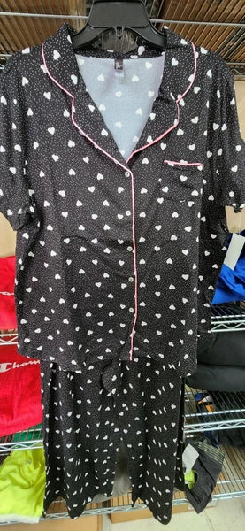 PJ Couture Women's Two Piece Pants Top Notch Short Sleeve Shirt Pajamas MSRP $48