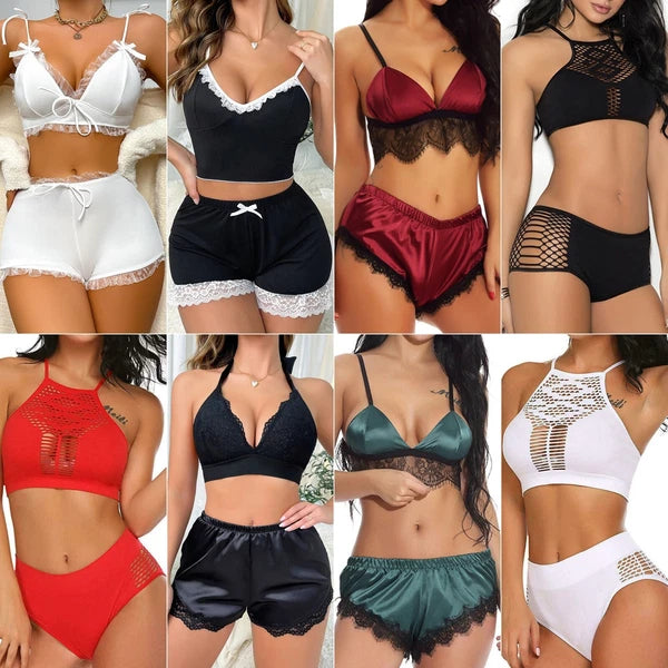 Sexy Lingerie Women Lace Hot Pants Babydoll Nightdress Nightgown Sleepwear Set