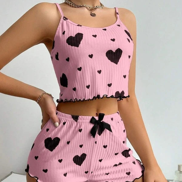 Knitted Tank Tops And Shorts Casual Summer Sleepwear Girls-