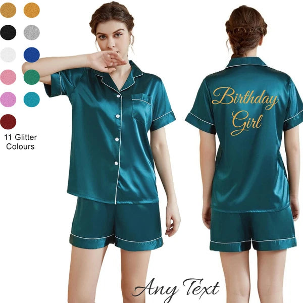 UK Personalized Womens Pyjamas Pjs Shorts Set Wedding Bridesmaid Birthday Party