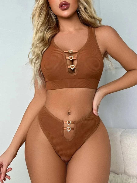 Sexy Bra Panty 2 Pieces Lingerie Sets Soft Pajamas Women's Sexy Sleepwear Bikini