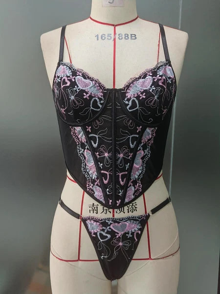 Women Sexy Lingerie Lace Sleepwear Underwear Push up Bra Nightwear G-String Set