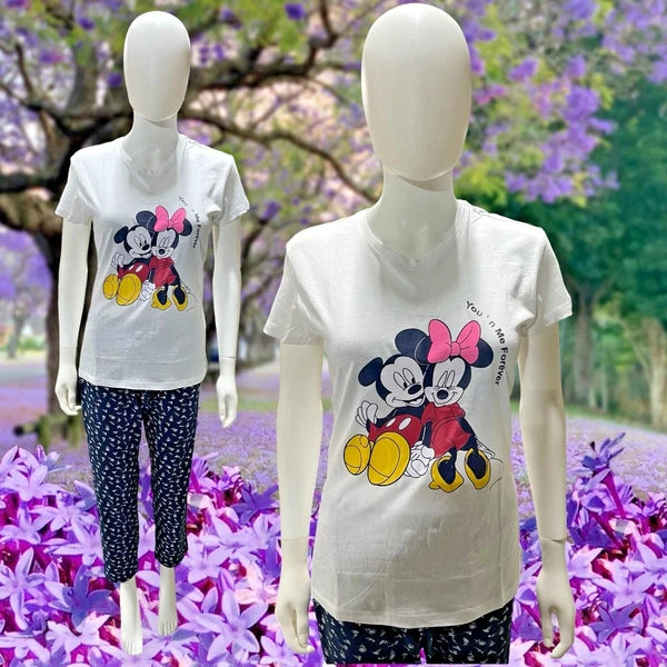 Ladies Cotton Pyjama PJ's Set Full Length Summer Short Sleeve Loungewear CT26-29
