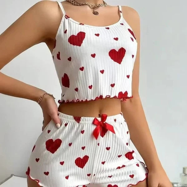 Knitted Tank Tops And Shorts Casual Summer Sleepwear Girls-