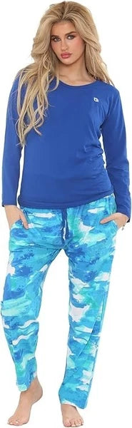 Ladies Pyjama 2PC Set Soft Jersey Printed PJ Nightwear Top Bottoms Long Sleeve