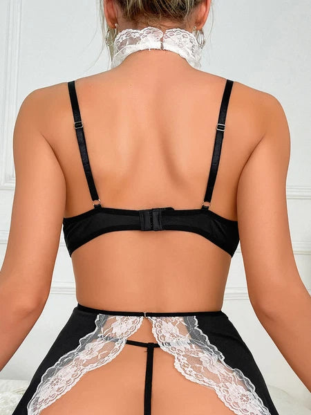 Plus Size Maid Nurse Dress Set Sexy Lingerie Lady Lace Bodysuit Pajamas Babydoll