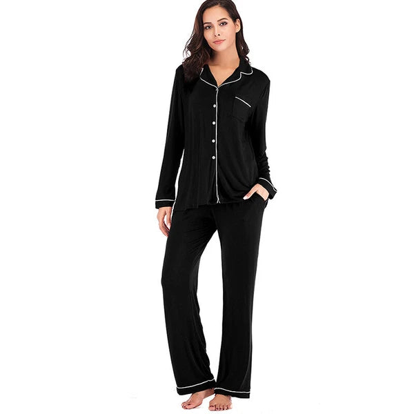 Pajamas Women's Long Sleeve Sleepwear Soft Pj Set
