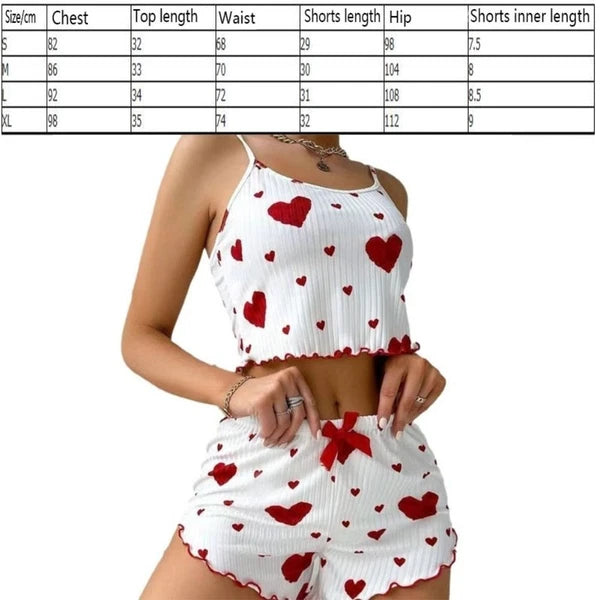 Knitted Tank Tops And Shorts Casual Summer Sleepwear Girls-