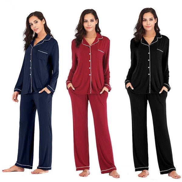 Pajamas Women's Long Sleeve Sleepwear Soft Pj Set