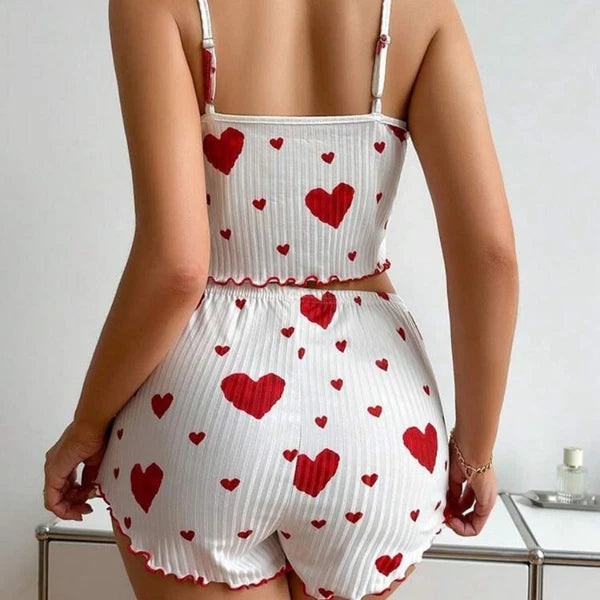 Knitted Tank Tops And Shorts Casual Summer Sleepwear Girls-
