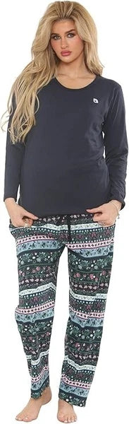 Ladies Pyjama 2PC Set Soft Jersey Printed PJ Nightwear Top Bottoms Long Sleeve