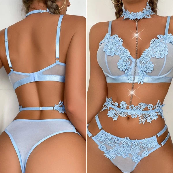 Women's Sexy Lingerie Lace Babydoll Bra Thong Set Sleepwear Underwear Nightwear
