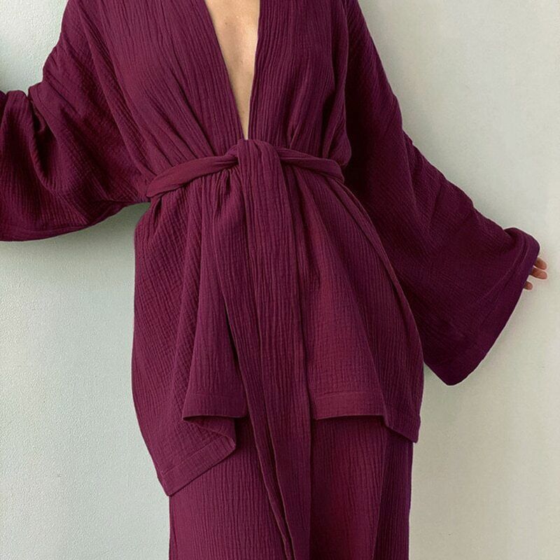 2023 Women's pajamas and pajamas set 100% cotton Bell-bottoms set