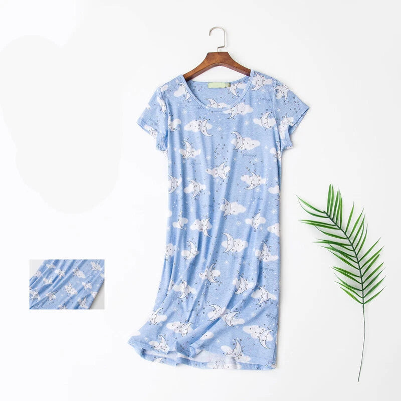 Casual Nights Women's Cotton Short Sleeve Nightgown Sleep House Dress Home Gown