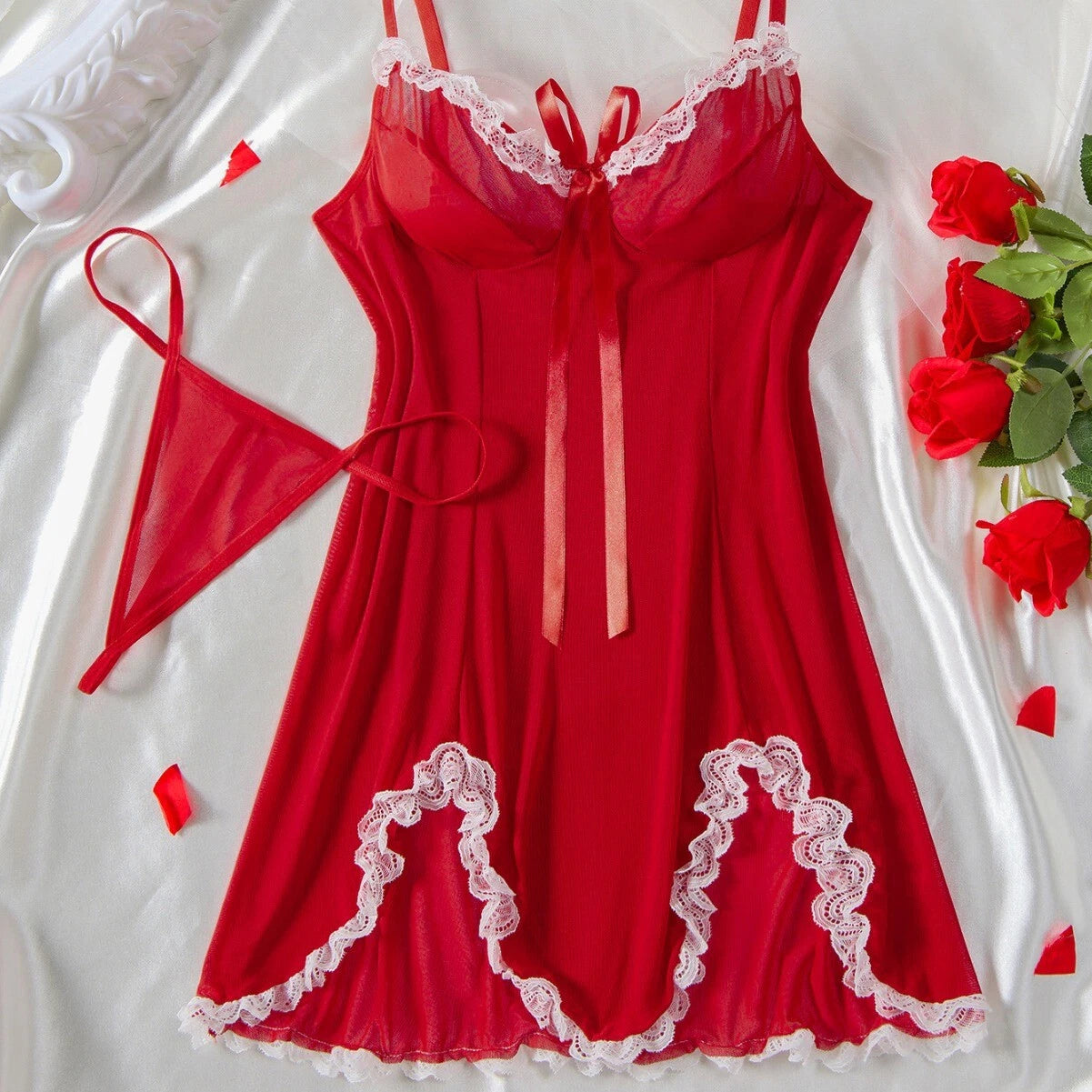 Sexy Lingerie Women Lace Underwear French Maid Nurse Cosplay Babydoll Sleepwear