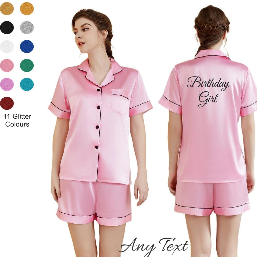 UK Personalized Womens Pyjamas Pjs Shorts Set Wedding Bridesmaid Birthday Party