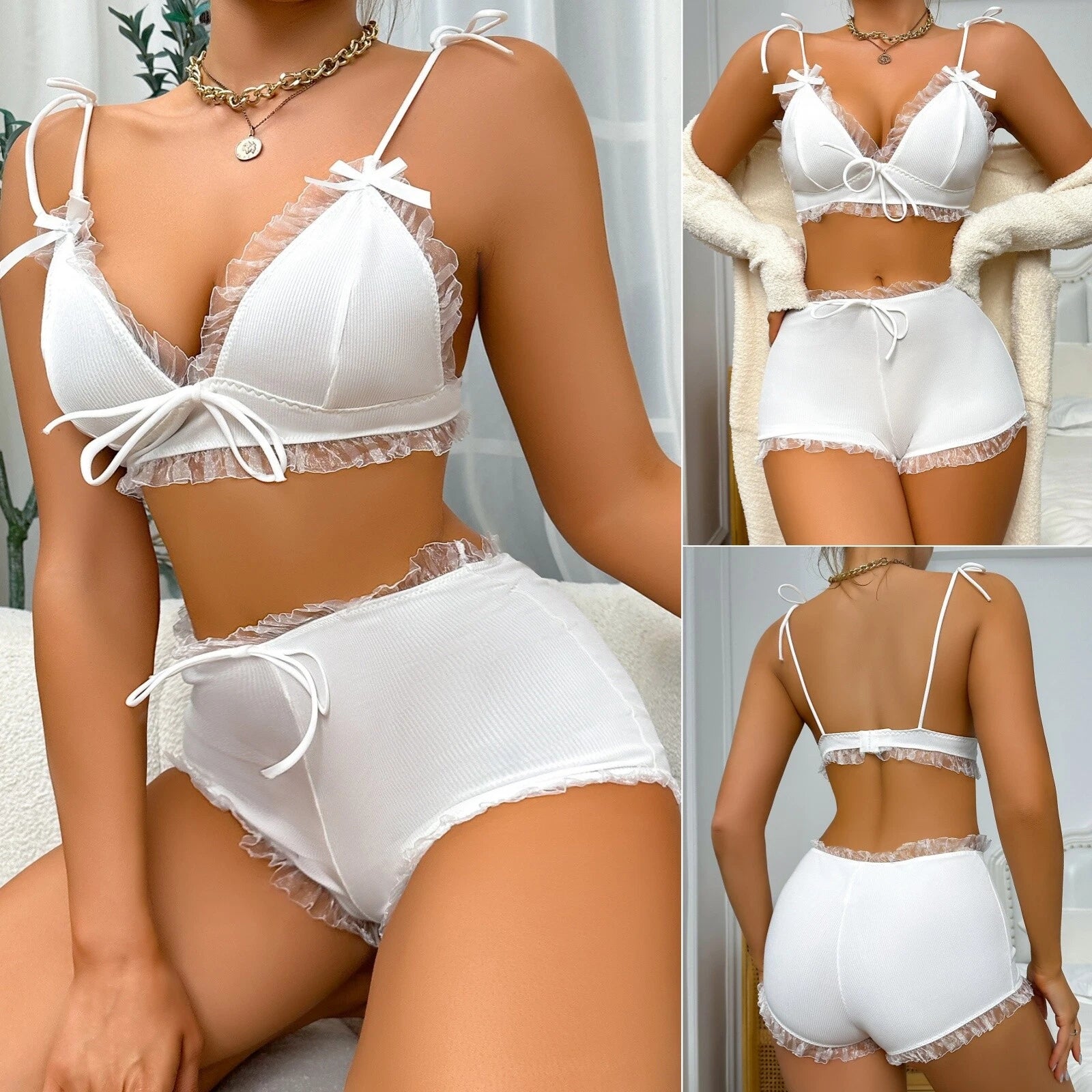 Sexy Lingerie Women Lace Hot Pants Babydoll Nightdress Nightgown Sleepwear Set