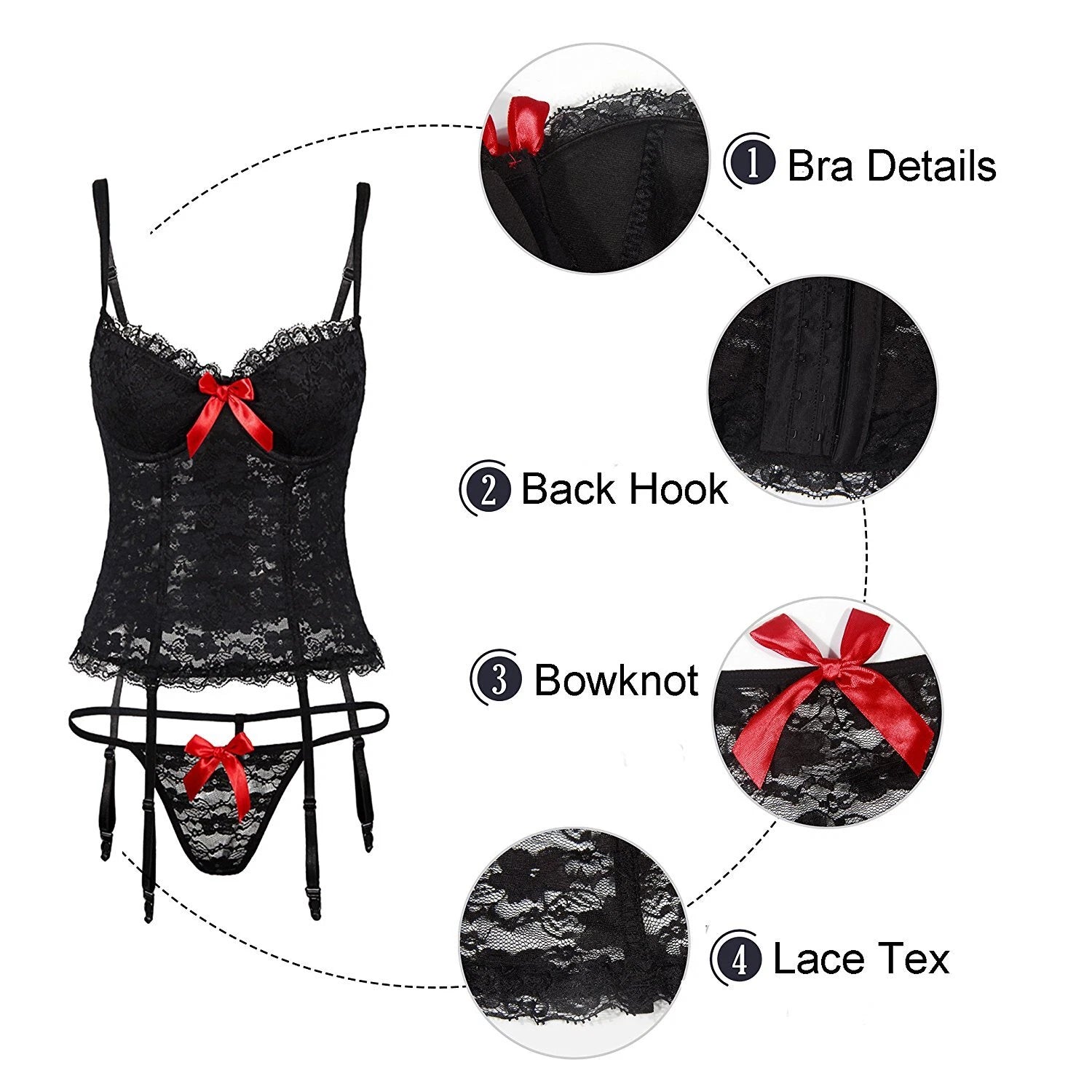 Women Sexy Lingerie Lace Sleepwear Underwear Push up Bra Nightwear G-String Set