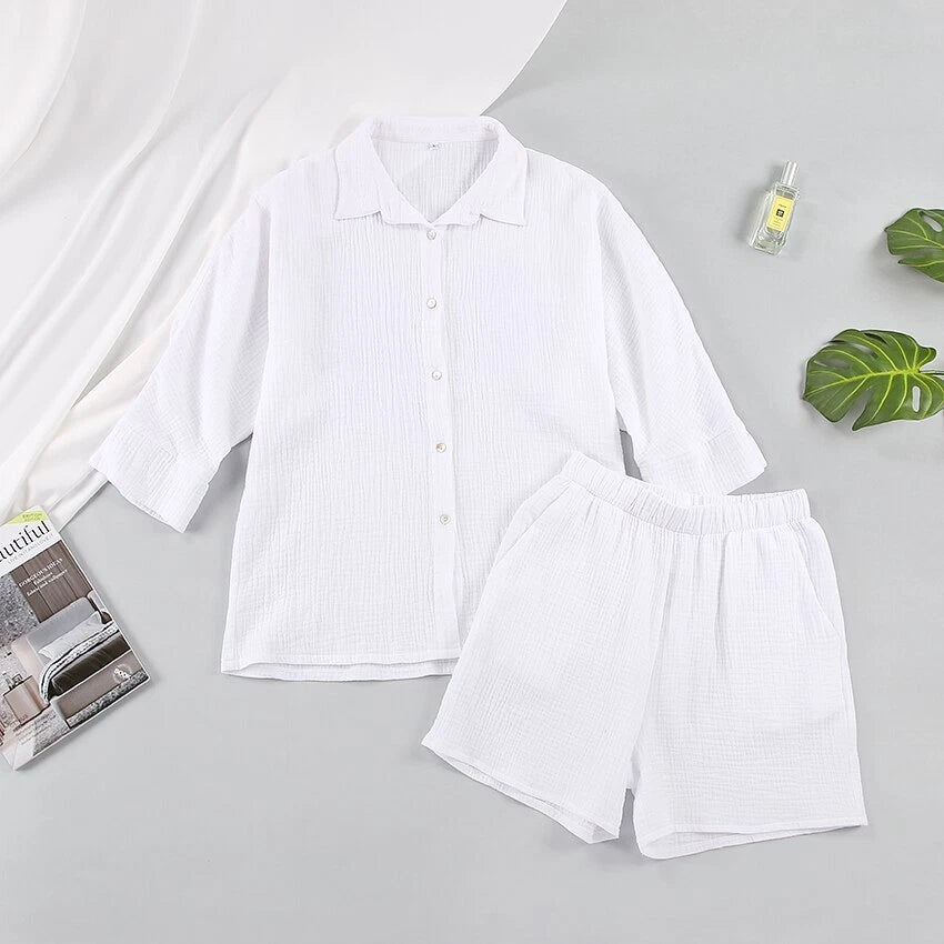 2023 Women's pajama set set with 9/4 sleeves, sleep top, shorts, home clothing