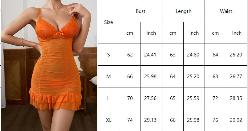 Sexy Lingerie Women's Lace Babydoll Dress See-Thru Sleepwear Nightwear G-string