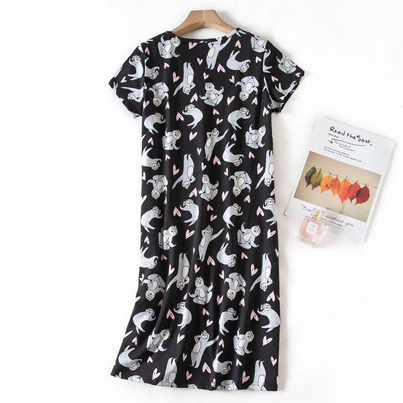 Casual Nights Women's Cotton Short Sleeve Nightgown Sleep House Dress Home Gown