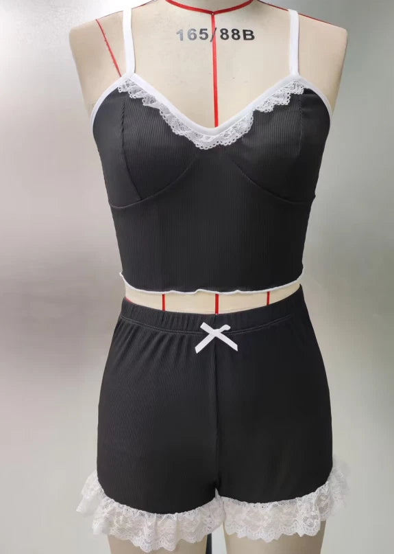Women's Sexy Sleepwear Lace Pajamas Set Shorts Nightwear Camisole Short Sets US
