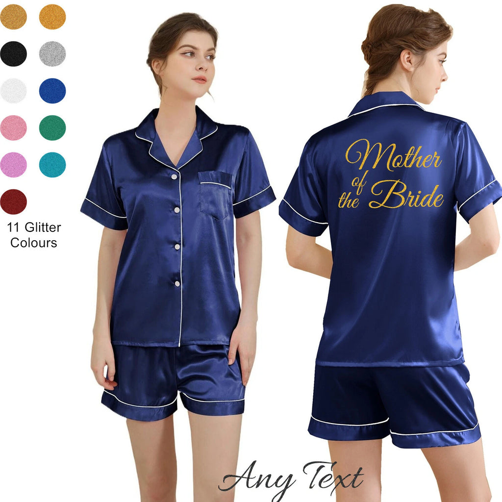 UK Personalized Womens Pyjamas Pjs Shorts Set Wedding Bridesmaid Birthday Party